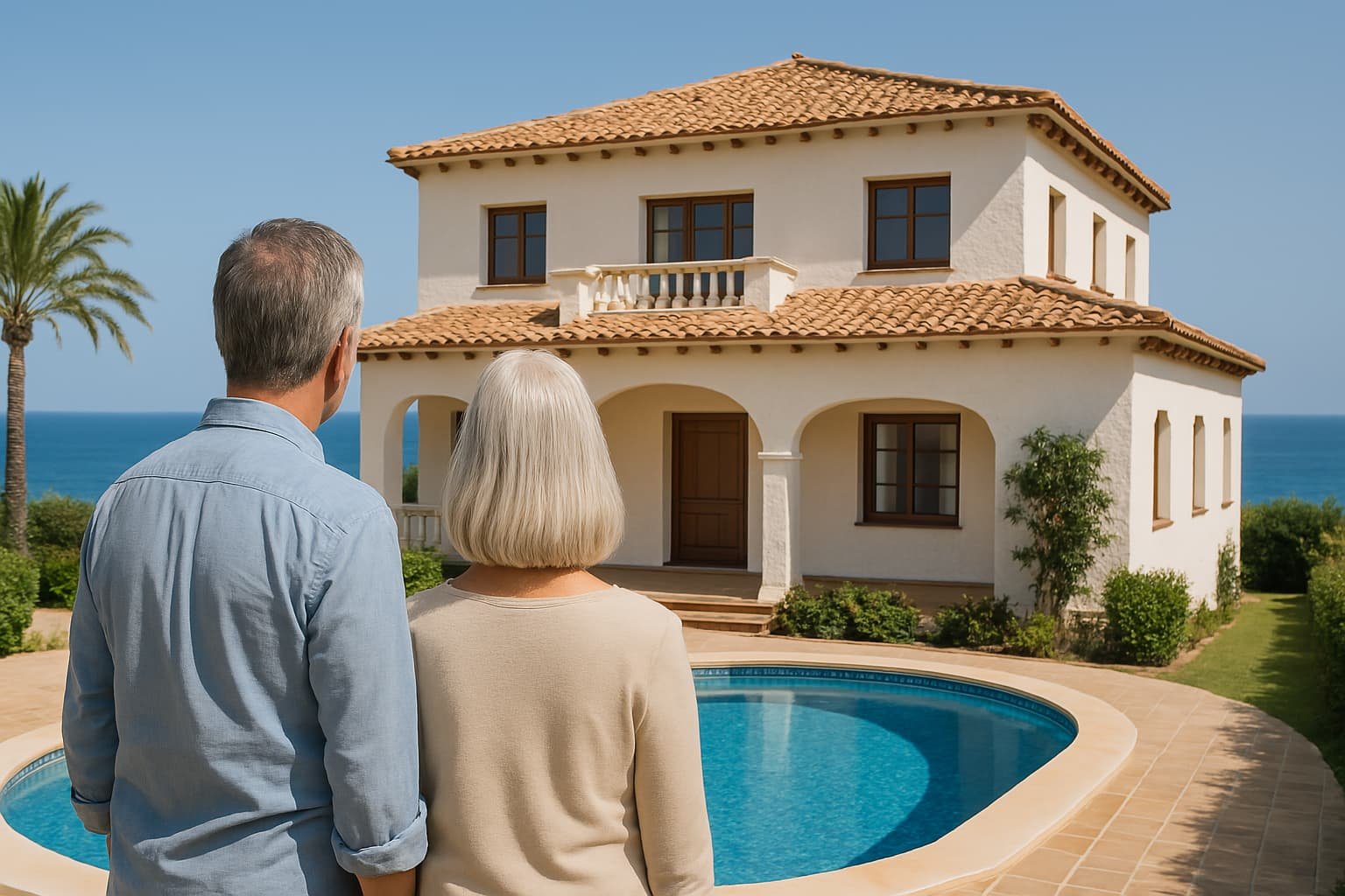 e3097d52-a792-4077-bbde-eb4e9c7013e9 Couple devant une maison en Espagne
