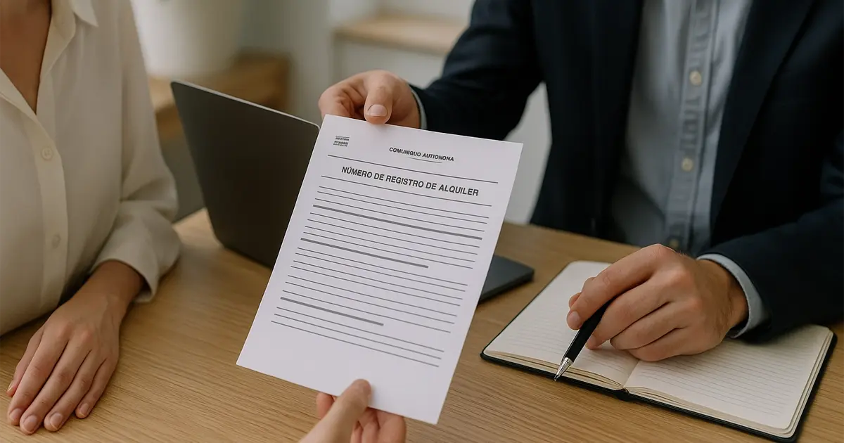 Consultation immobilière avec un papier officiel du numéro de registre de location